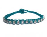 pulseira macrame azul com strass