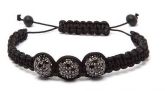 PULSEIRA SHAMBLA PRETA COM PEDRA DE STRASS