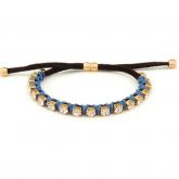 pulseira de tira de camurça preta+strass +fio