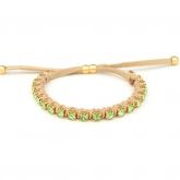 Pulseira de fio de carmurça com strass e cordão bege