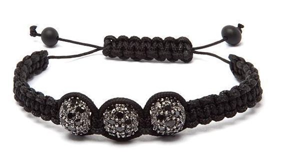PULSEIRA SHAMBLA PRETA COM PEDRA DE STRASS