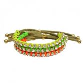 pulseiras strass com camurca e fio 3 uni