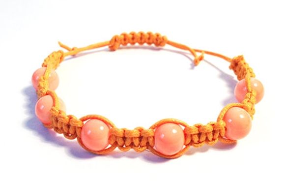 Pulseira shambala de pedras e fios laranja